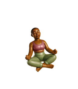 Internet fibra ótica e sem surpresas Mulher sentada com roupas esportivas, sem sapatos, em pose de ioga.